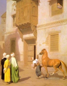 rene descartes Painting - Cairene Horse Dealer Greek Arabian Orientalism Jean Leon Gerome